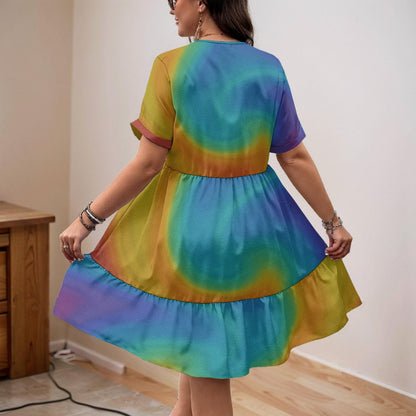 Unisex Women’s Floral V-Neck Short Sleeve Dress