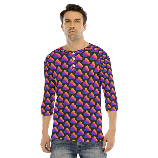 Men's Bracelet Sleeve T-shirt With Button Closure - view 1