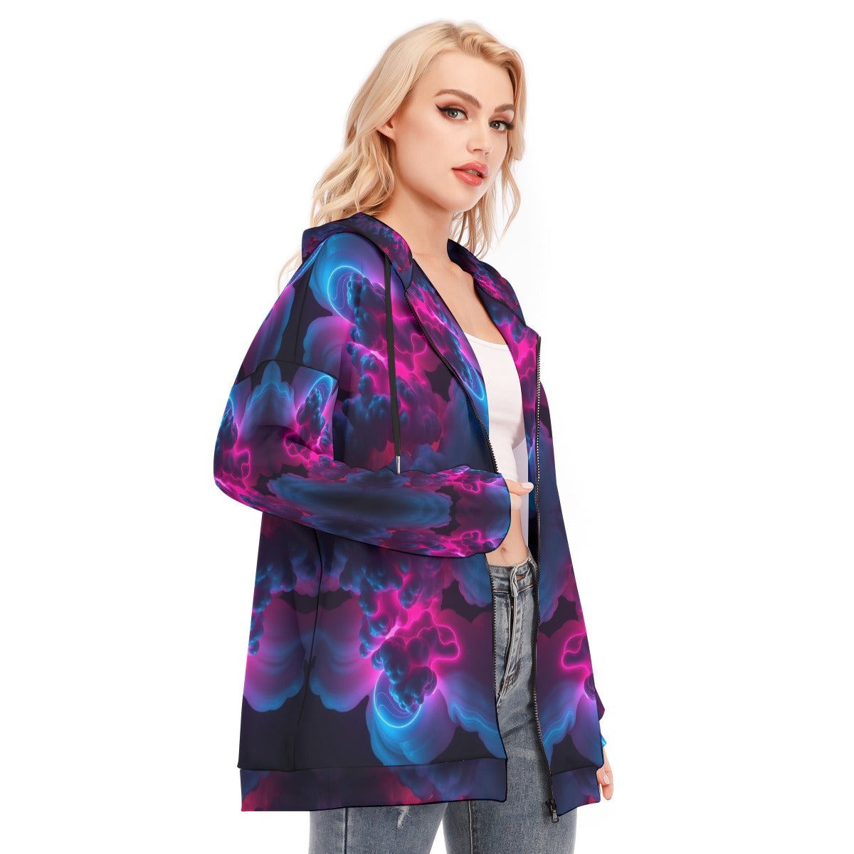 Women's Long Hoodie With Zipper Closure