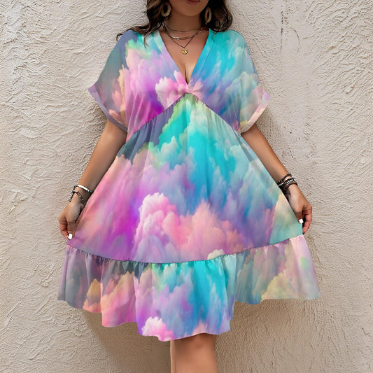 Women’s Floral V-Neck Short Sleeve Dress