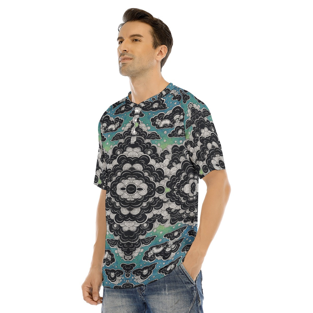Men's Raglan Sleeve T-shirt With Button Closure