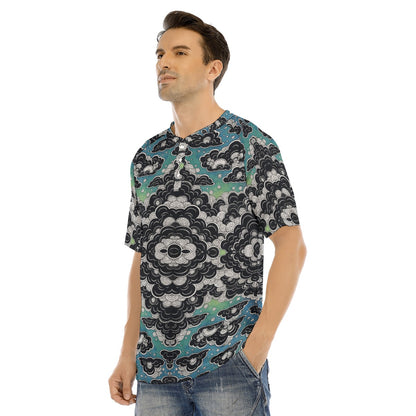 Men's Raglan Sleeve T-shirt With Button Closure