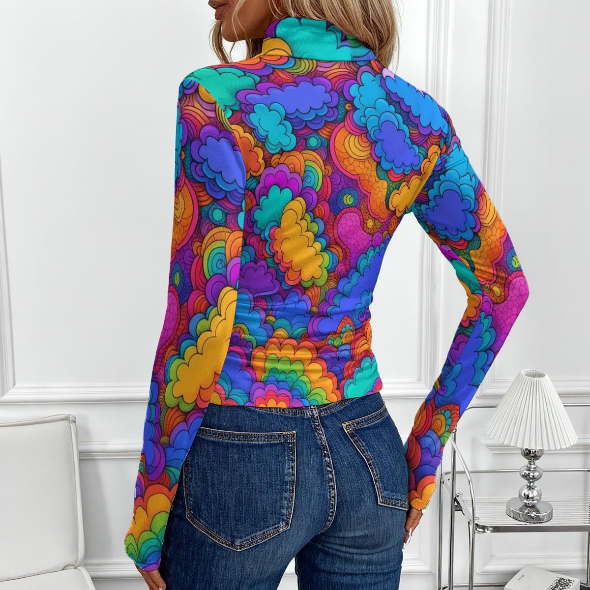 Women's Women's High-Neck Top With Long Sleeve