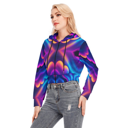 Women's Crop Top Hoodie With Zipper Closure