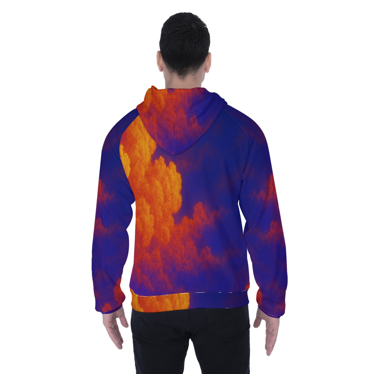 Men's Heavy Fleece Raglan Zip Up Hoodie With Pocket