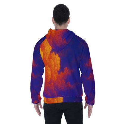 Men's Heavy Fleece Raglan Zip Up Hoodie With Pocket