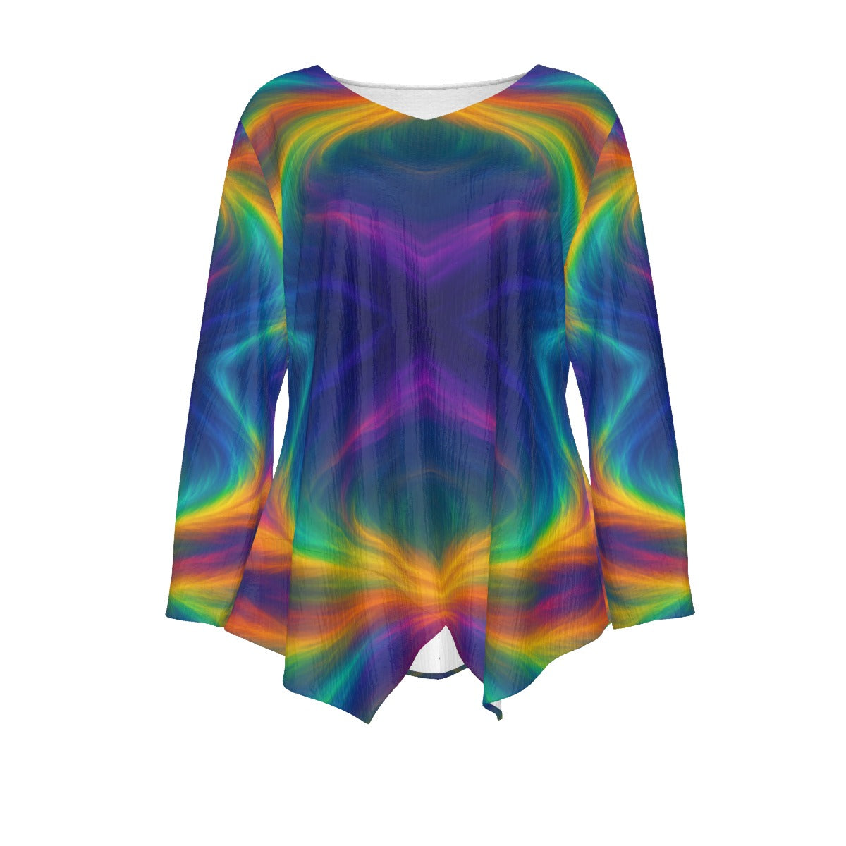 Women's V-neck T-shirt With Irregular Hem