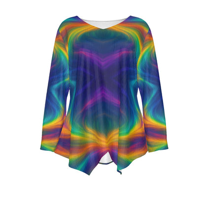 Women's V-neck T-shirt With Irregular Hem