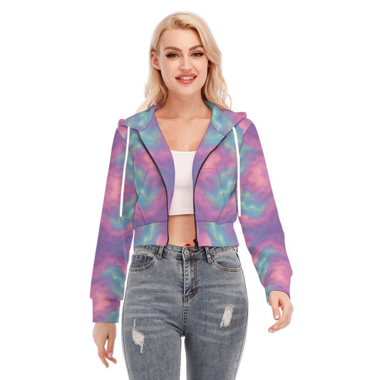 Women's Crop Top Hoodie With Zipper Closure