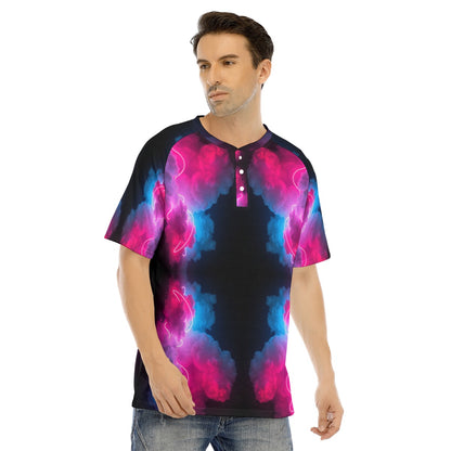 Men's Raglan Sleeve T-shirt With Button Closure