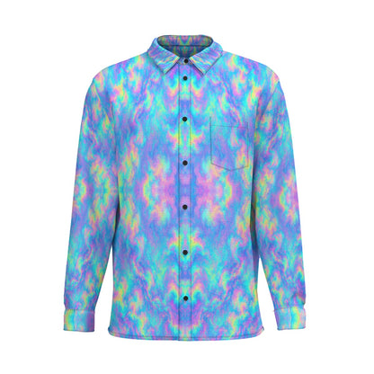 Men's Business Lapel Long Sleeve Shirt With Pocket|110GSM Imitation Flax