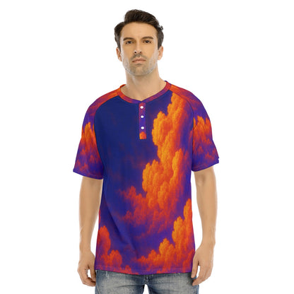 Men's Raglan Sleeve T-shirt With Button Closure