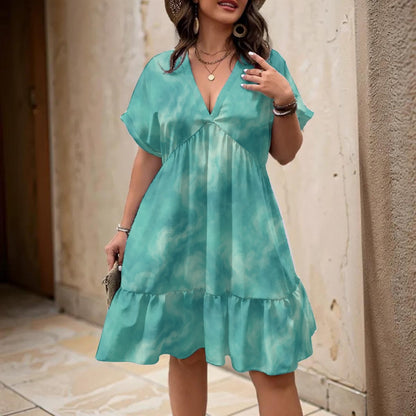 Unisex Women’s Floral V-Neck Short Sleeve Dress