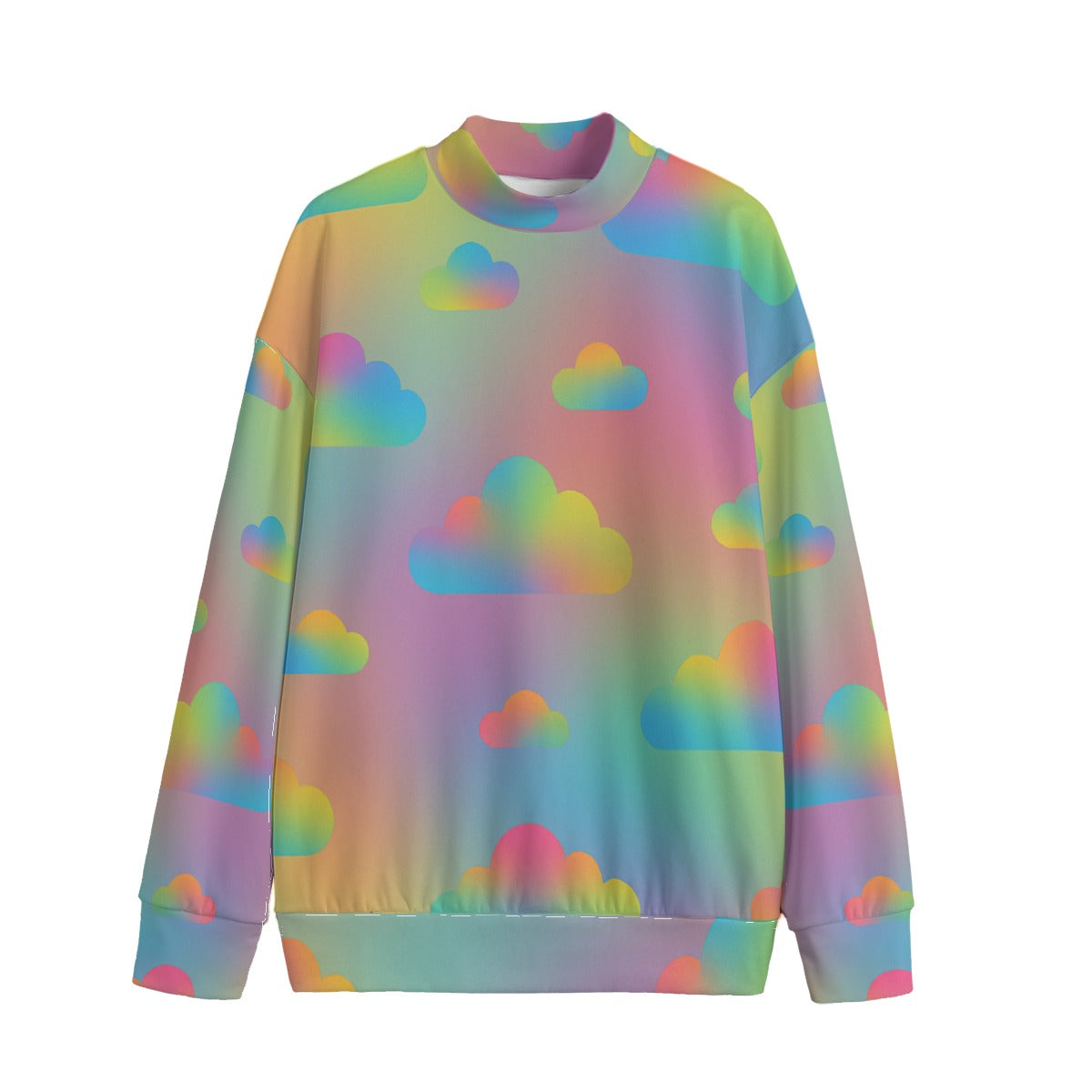 Unisex Mid-high Collar Drop Shoulder Sweatshirt