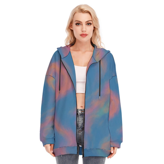Women's Long Hoodie With Zipper Closure