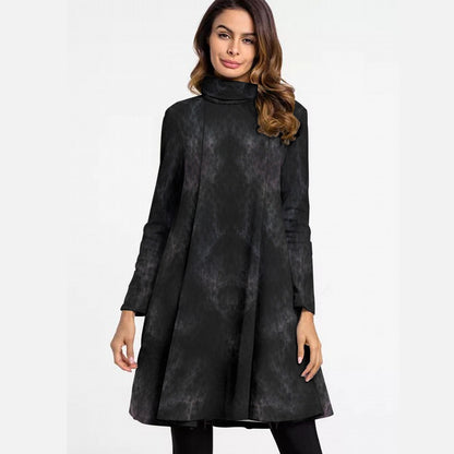 Women's High Neck Dress With Long Sleeve
