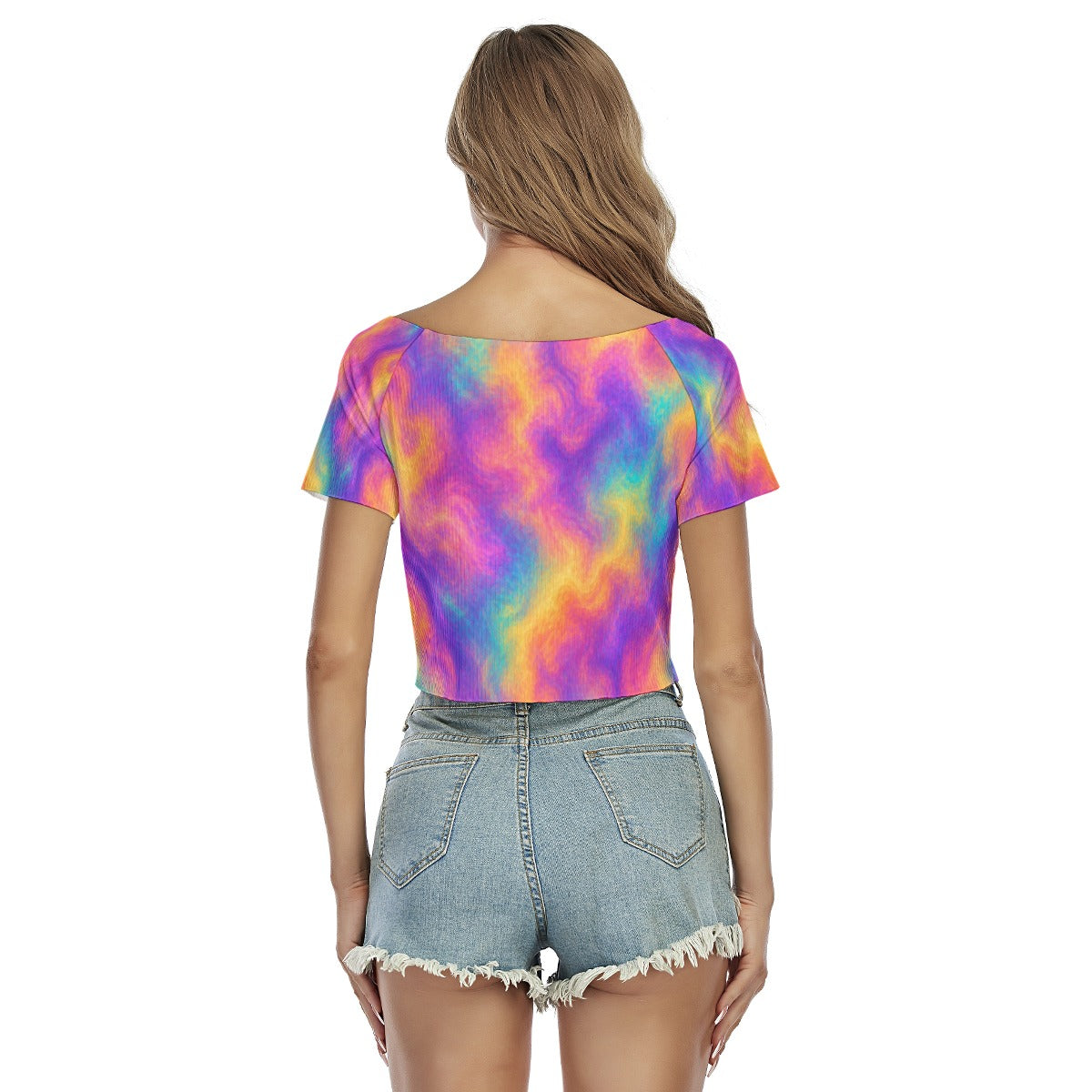 Women's Raglan Drawstring Front Crop Tee