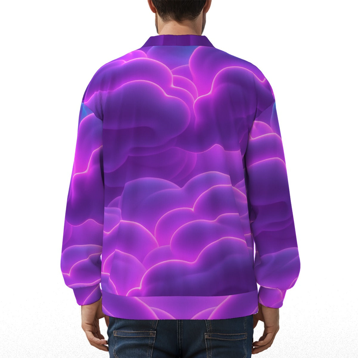 Unisex V-neck Knitted Fleece Cardigan With Button Closure