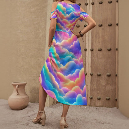 Women's V-neck Off-shoulder Dress