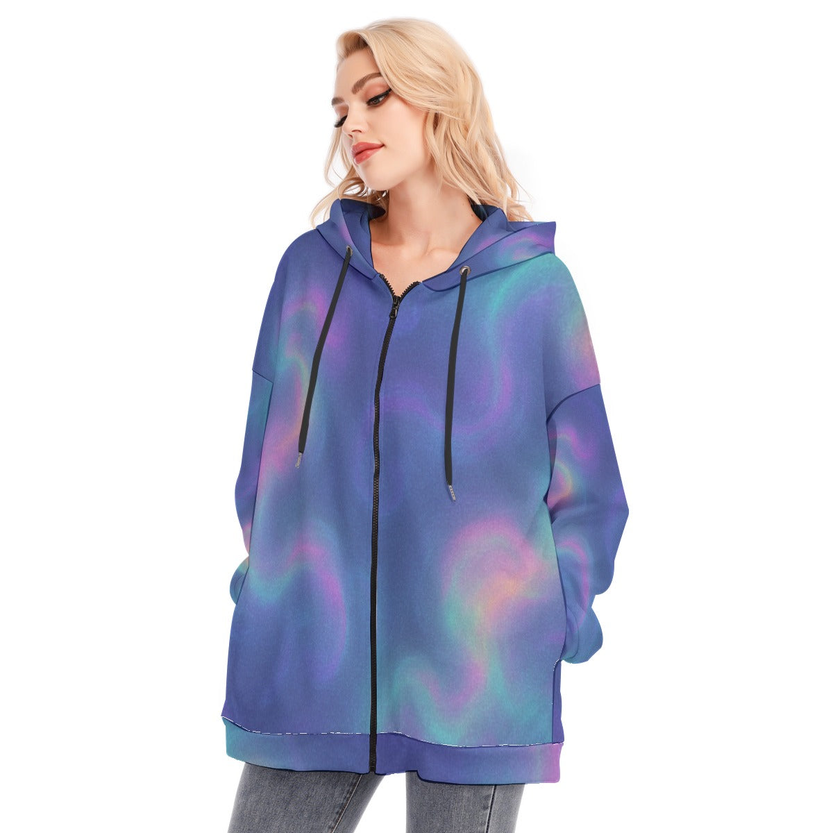 Women's Long Hoodie With Zipper Closure