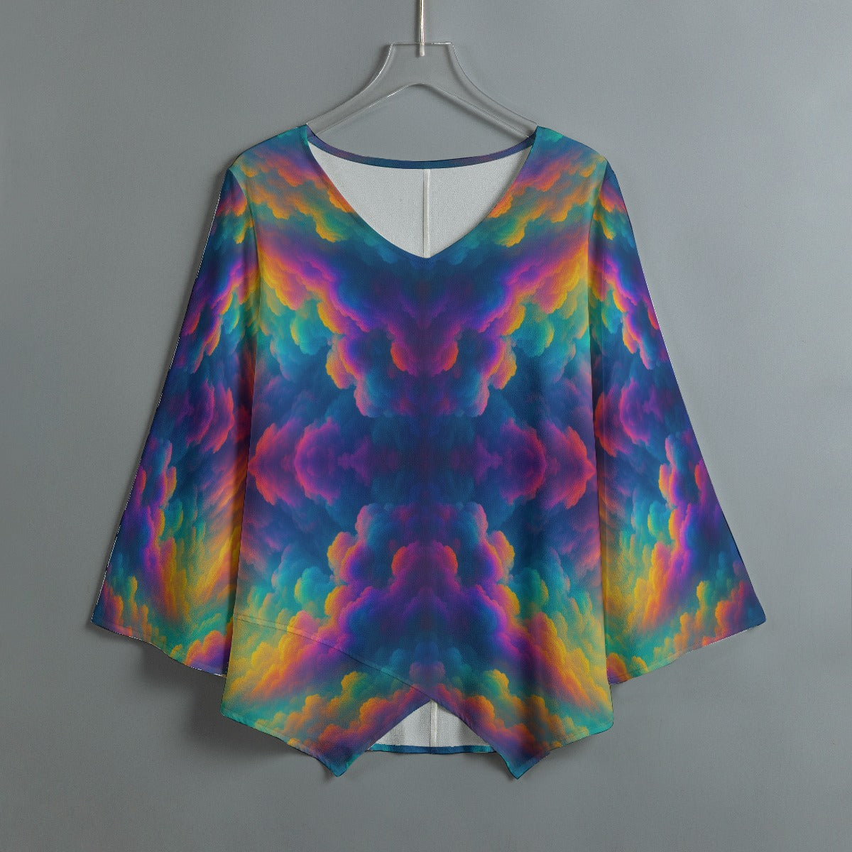 Women's V-neck T-shirt With Irregular Hem