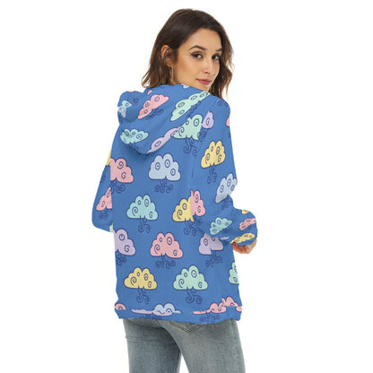 Women's Borg Fleece Hoodie With Half Zip