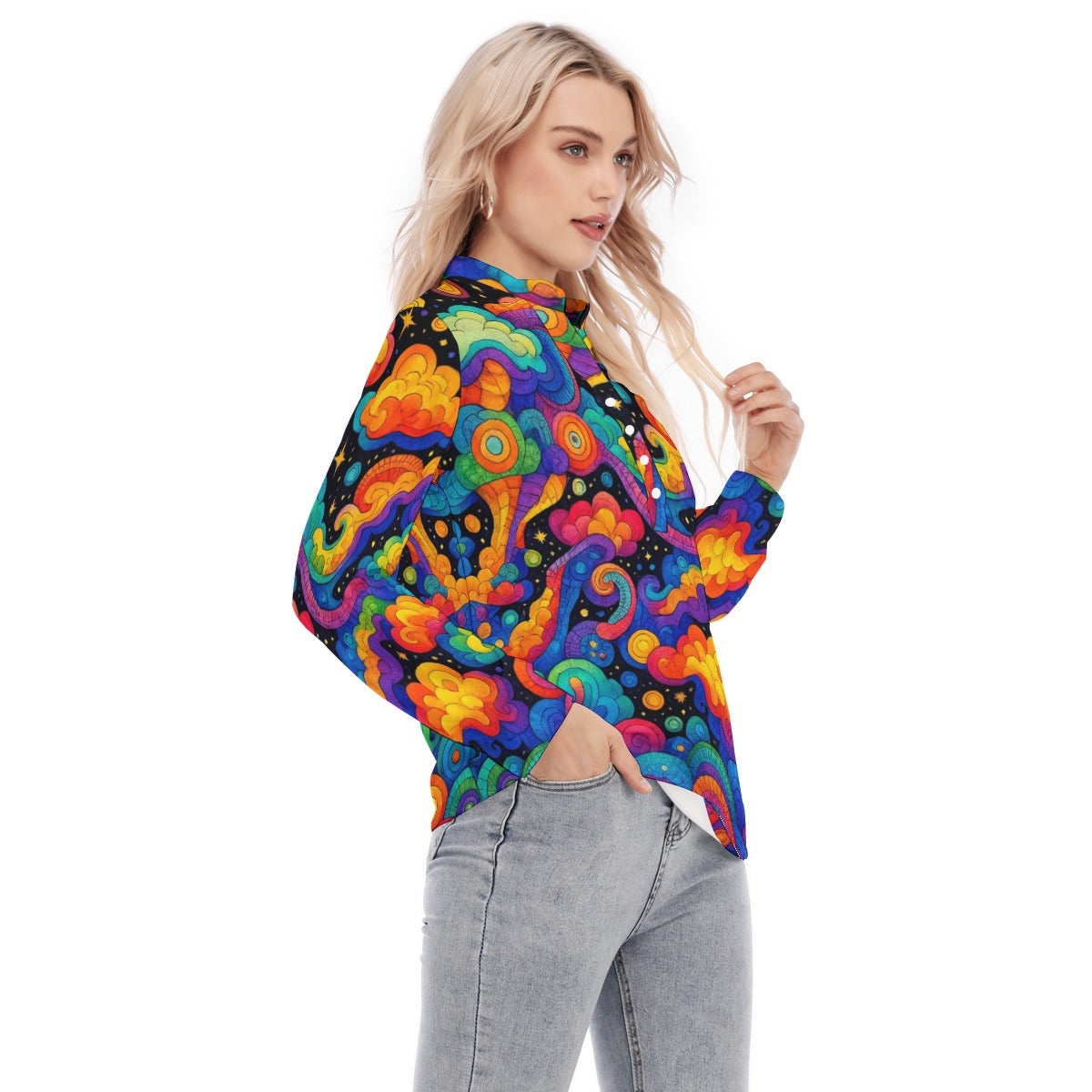 Women's Long Sleeve Blouse With Button Closure