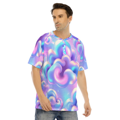 Men's Raglan Sleeve T-shirt With Button Closure
