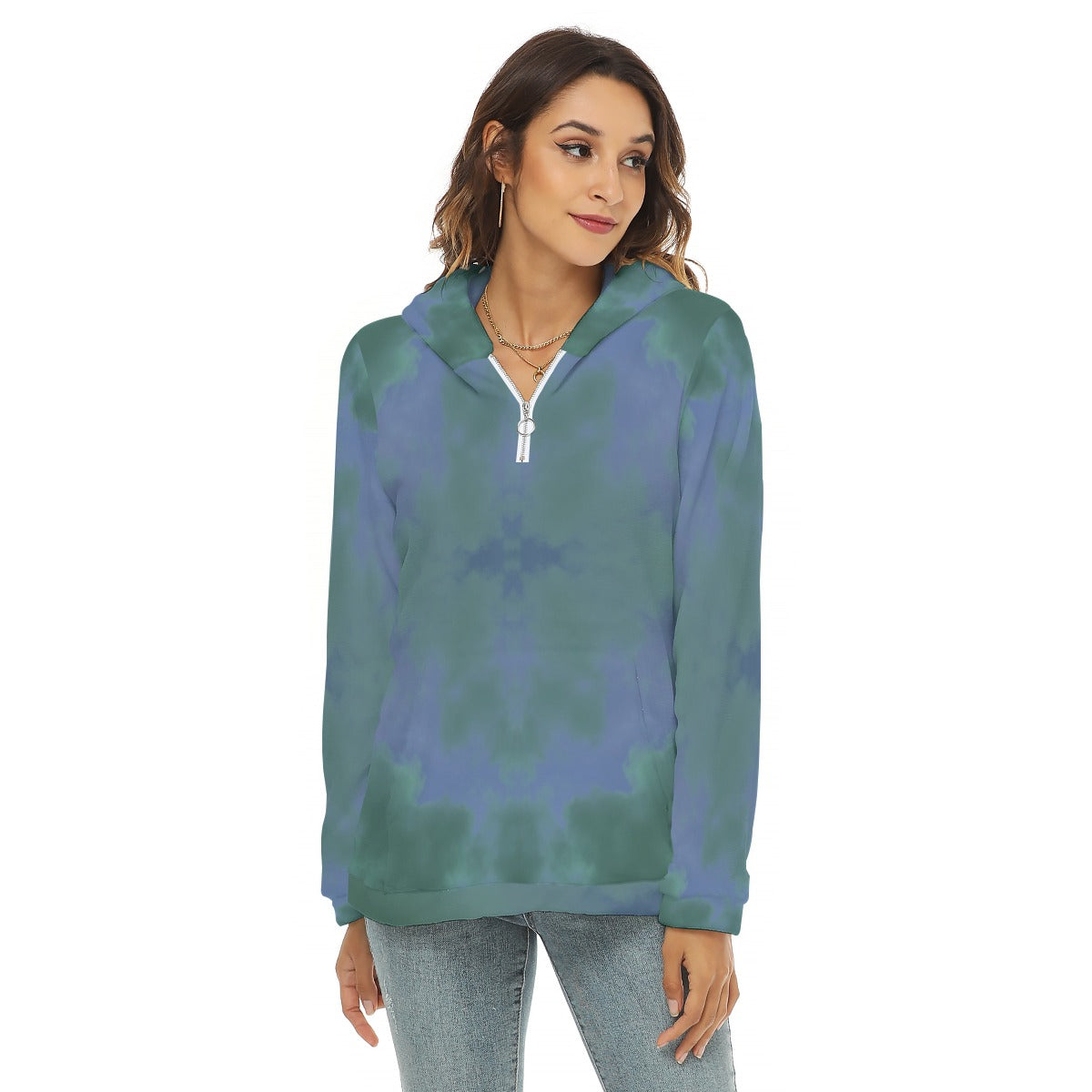 Women's Borg Fleece Hoodie With Half Zip