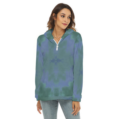 Women's Borg Fleece Hoodie With Half Zip