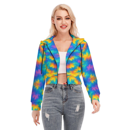 Women's Crop Top Hoodie With Zipper Closure
