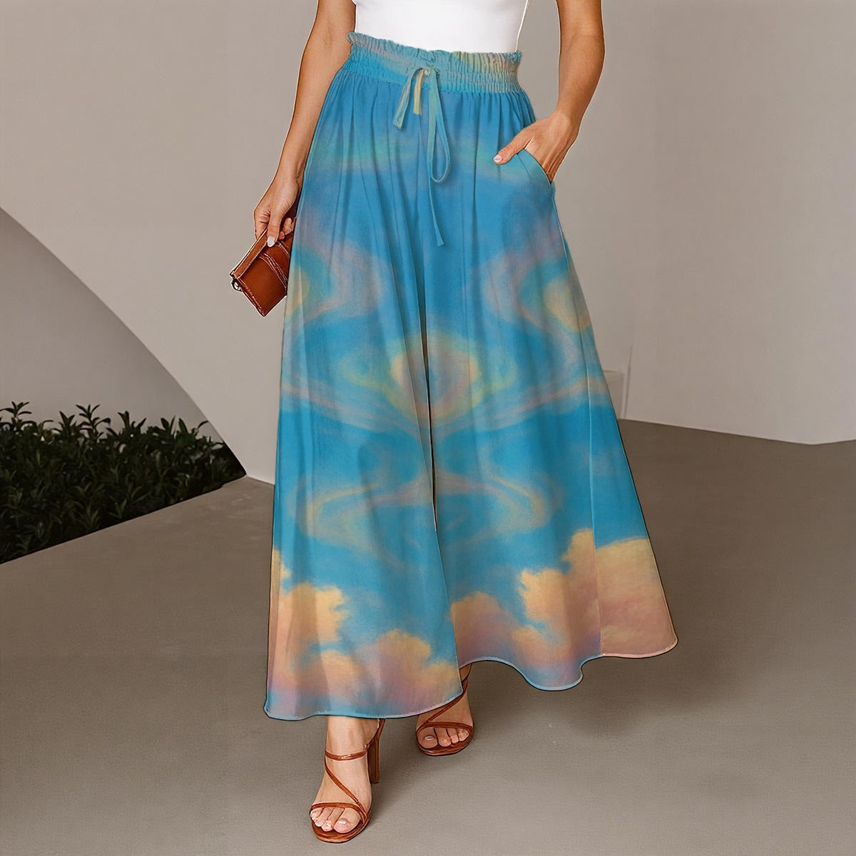 Women's Ruffled Wide-Leg Pants