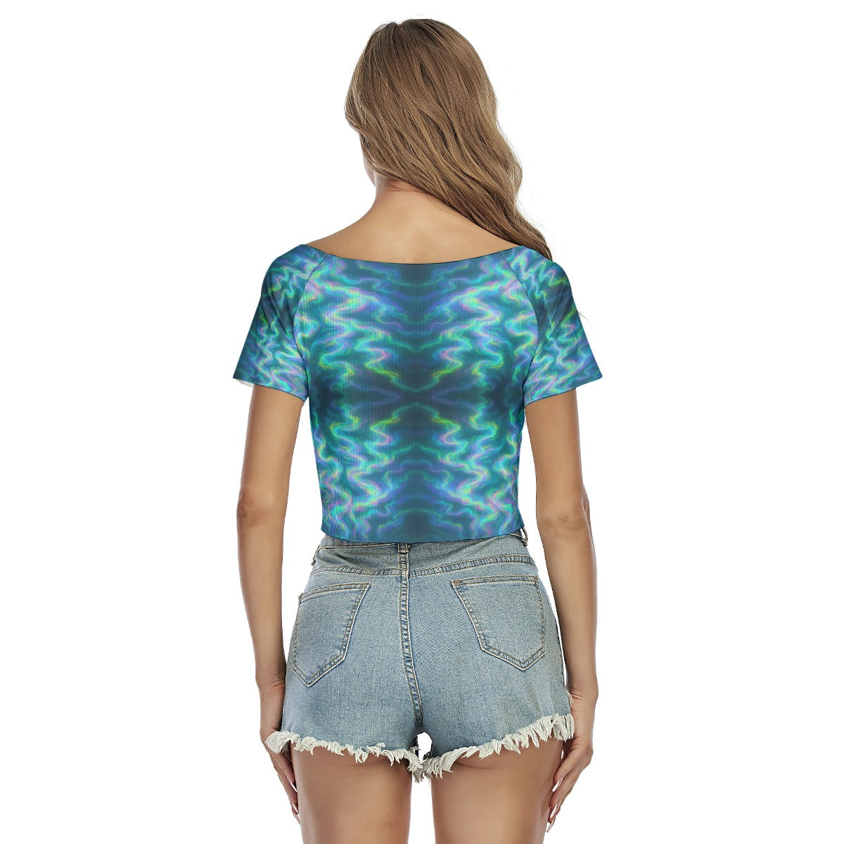 Women's Raglan Drawstring Front Crop Tee