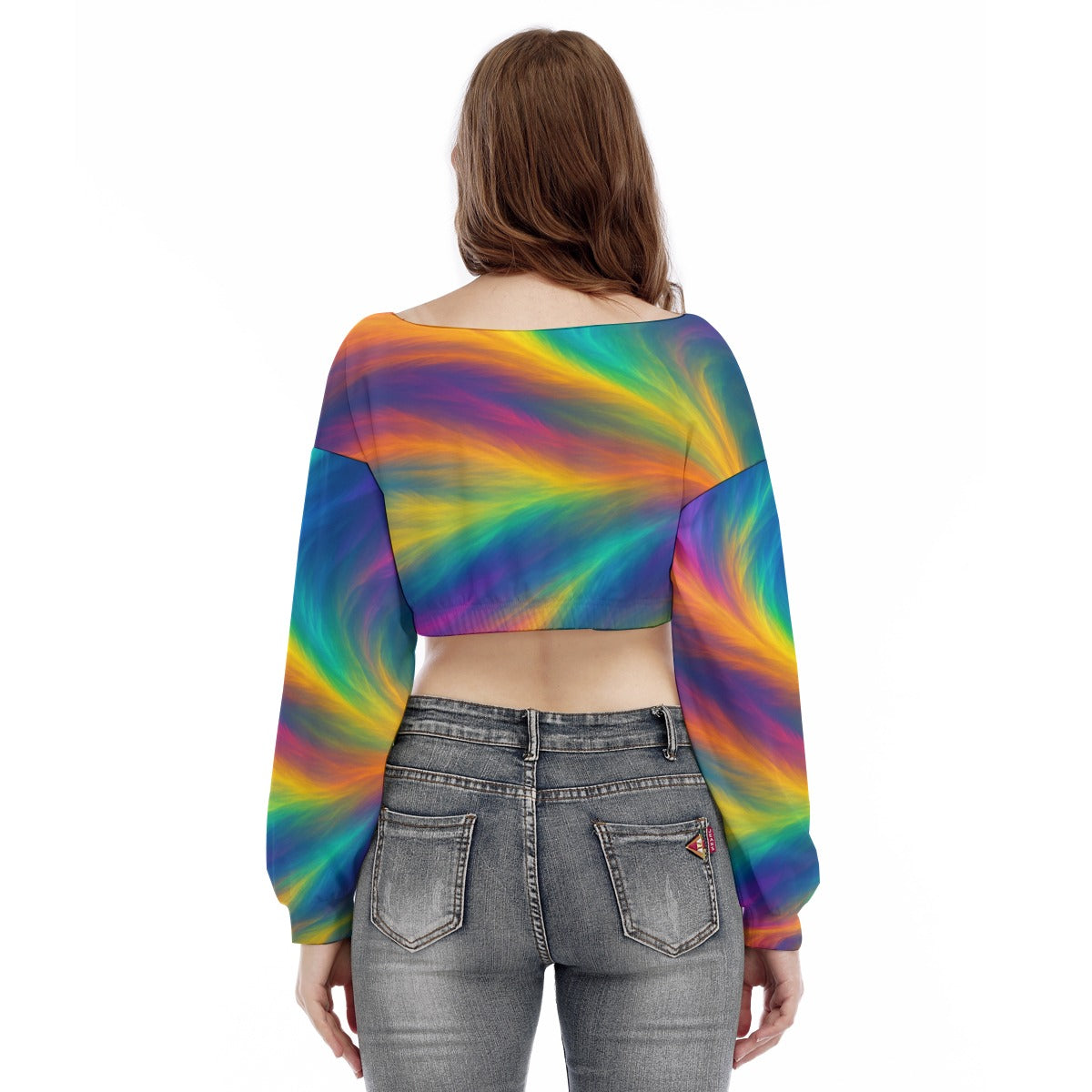 Women's V-neck Long Sleeve Cropped Sweatshirt