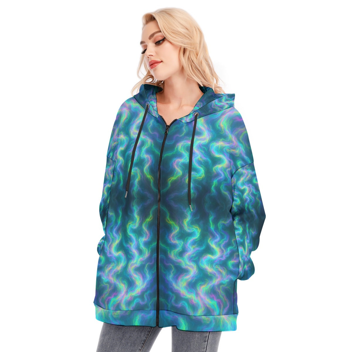 Women's Long Hoodie With Zipper Closure