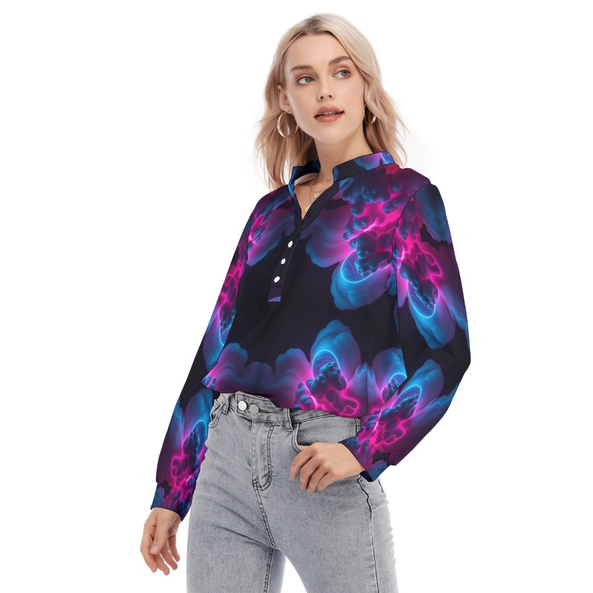 Women's Long Sleeve Blouse With Button Closure