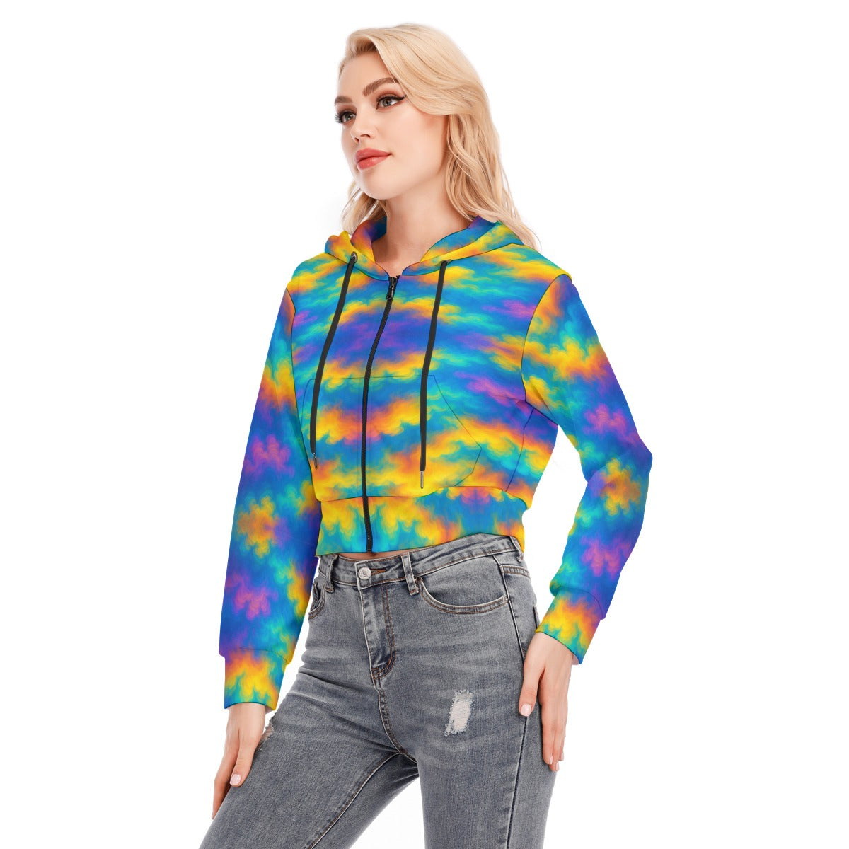 Women's Crop Top Hoodie With Zipper Closure