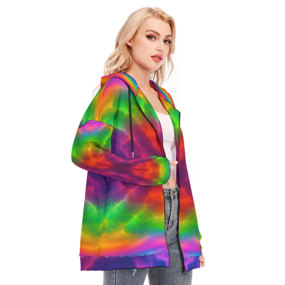 Women's Long Hoodie With Zipper Closure