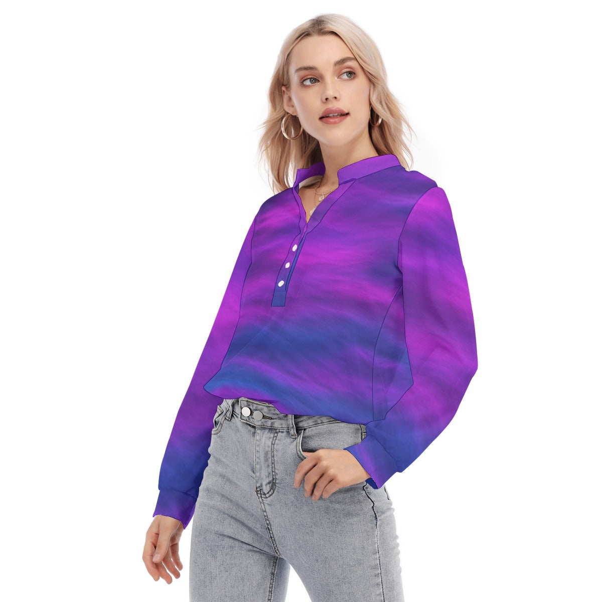 Women's Long Sleeve Blouse With Button Closure