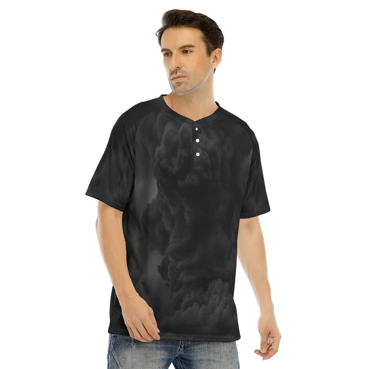 Men's Raglan Sleeve T-shirt With Button Closure