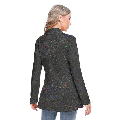 Women's Long-sleeved Heap-neck Slim Casual Tunic Blouse