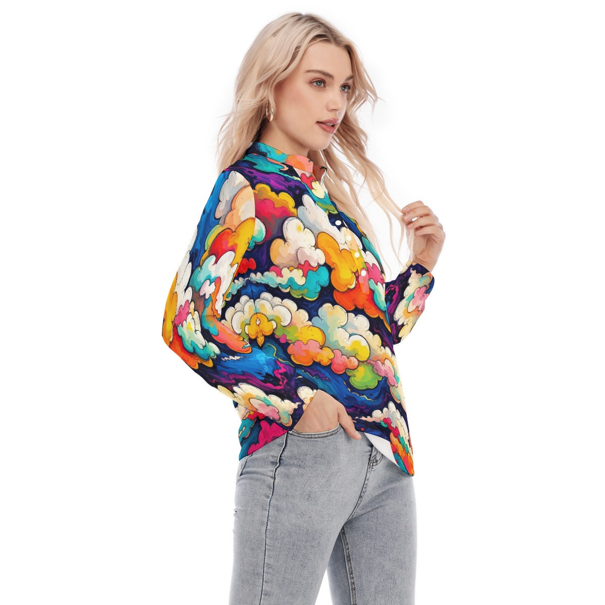 Women's Long Sleeve Blouse With Button Closure