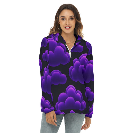 Women's Borg Fleece Hoodie With Half Zip