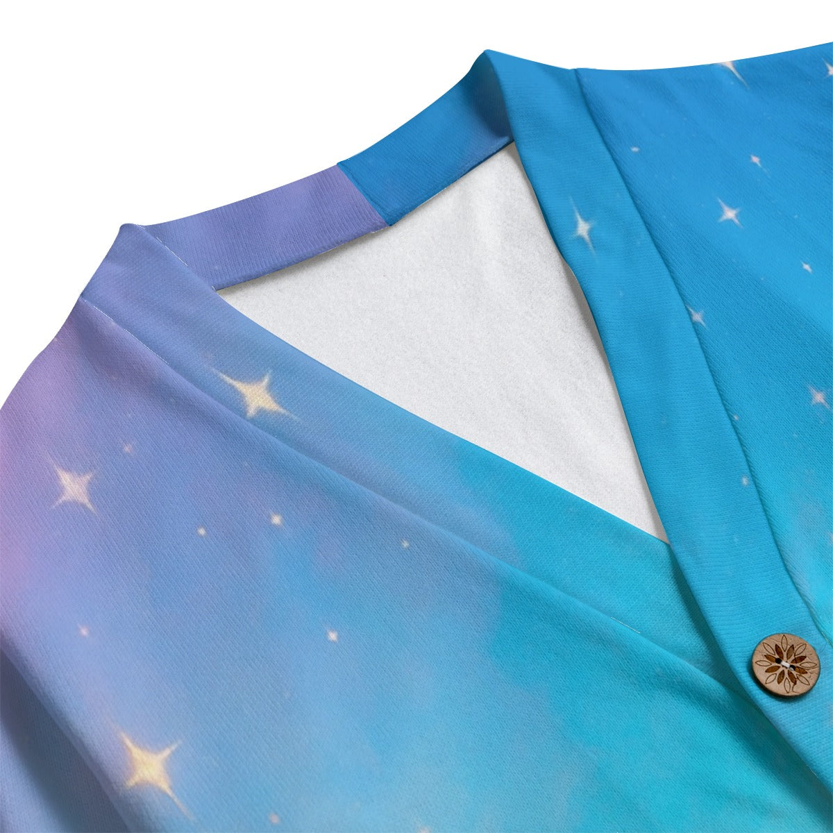 Unisex V-neck Knitted Fleece Cardigan With Button Closure