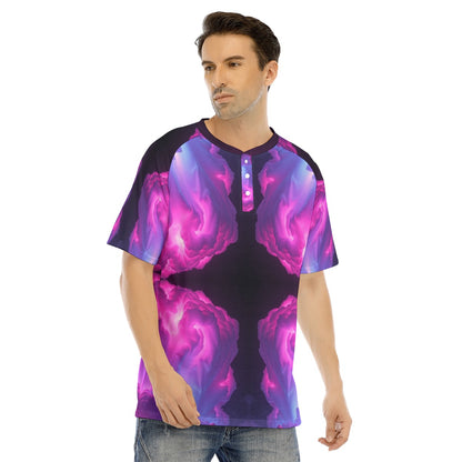 Men's Raglan Sleeve T-shirt With Button Closure