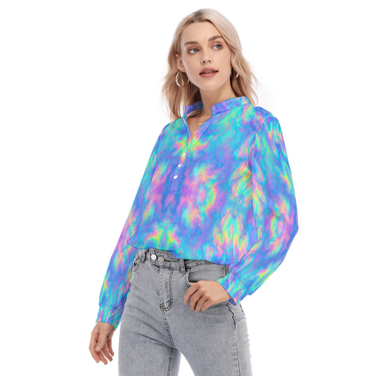 Women's Long Sleeve Blouse With Button Closure