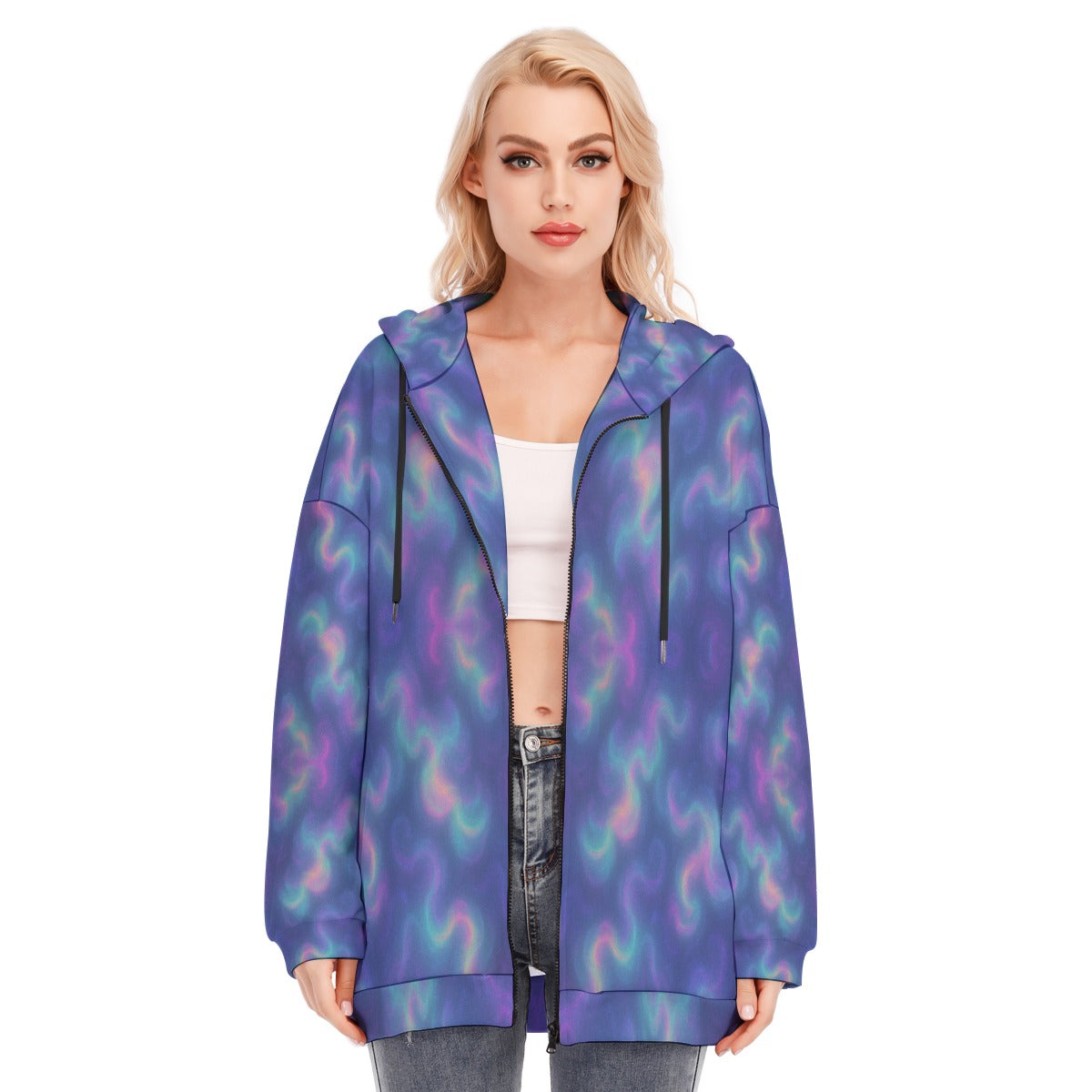 Women's Long Hoodie With Zipper Closure