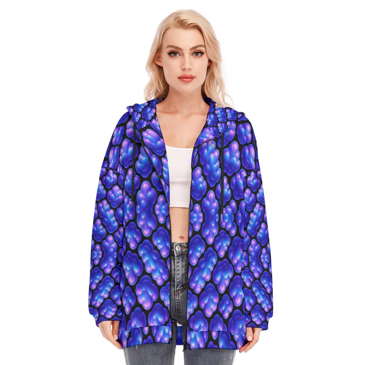 Women's Long Hoodie With Zipper Closure