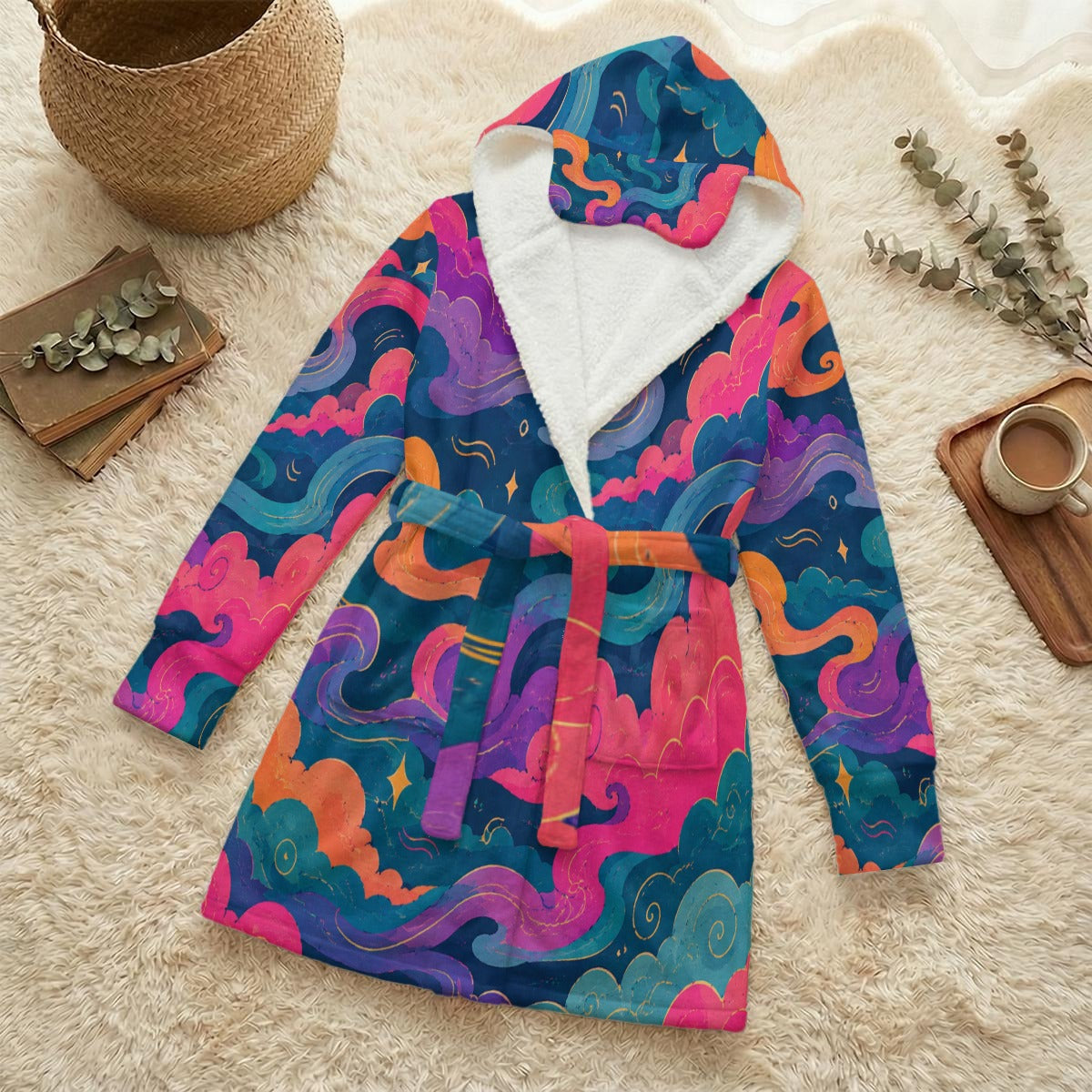 Unisex Flannel Hooded Robe With Eye Mask by O’Nimbus