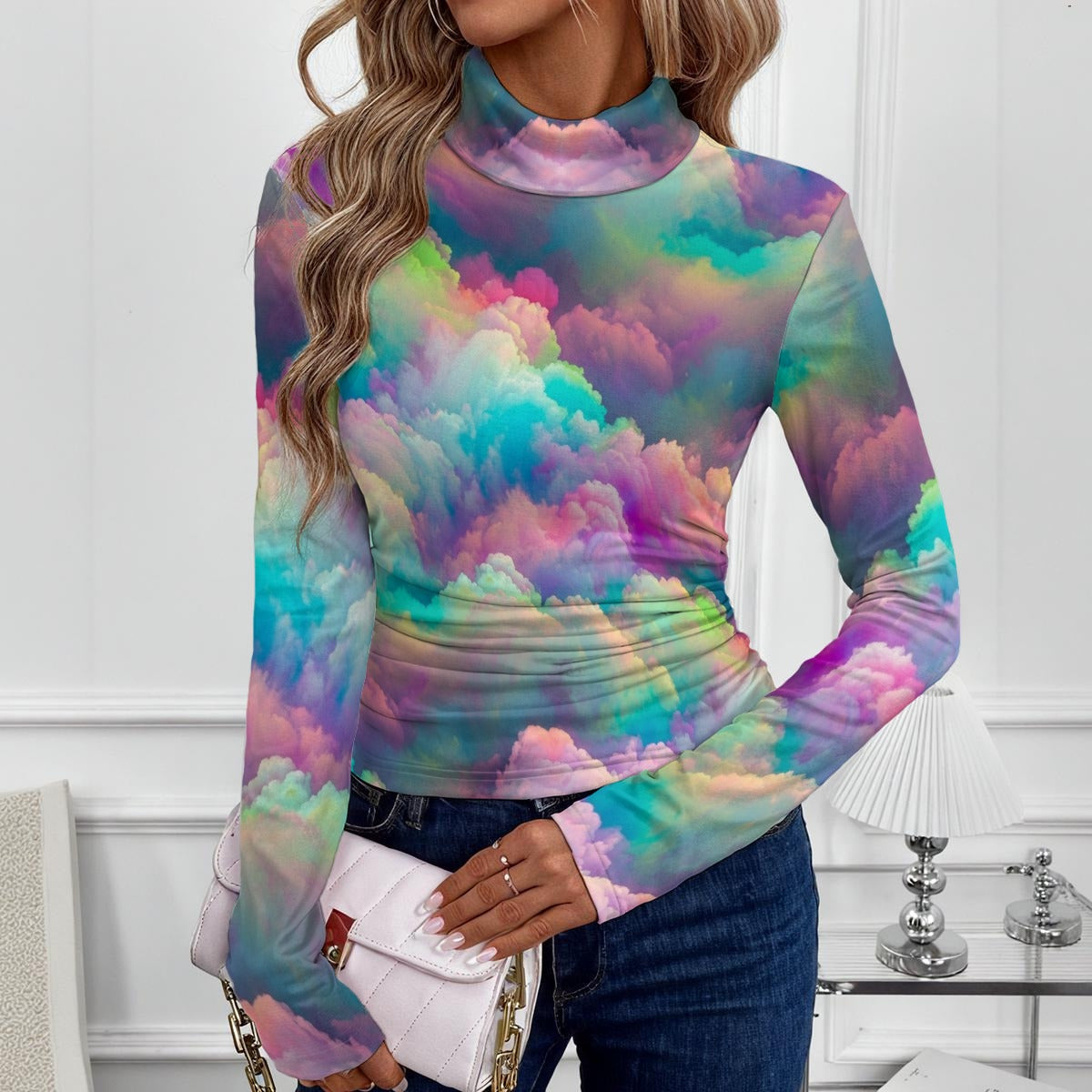 Women's Women's High-Neck Top With Long Sleeve